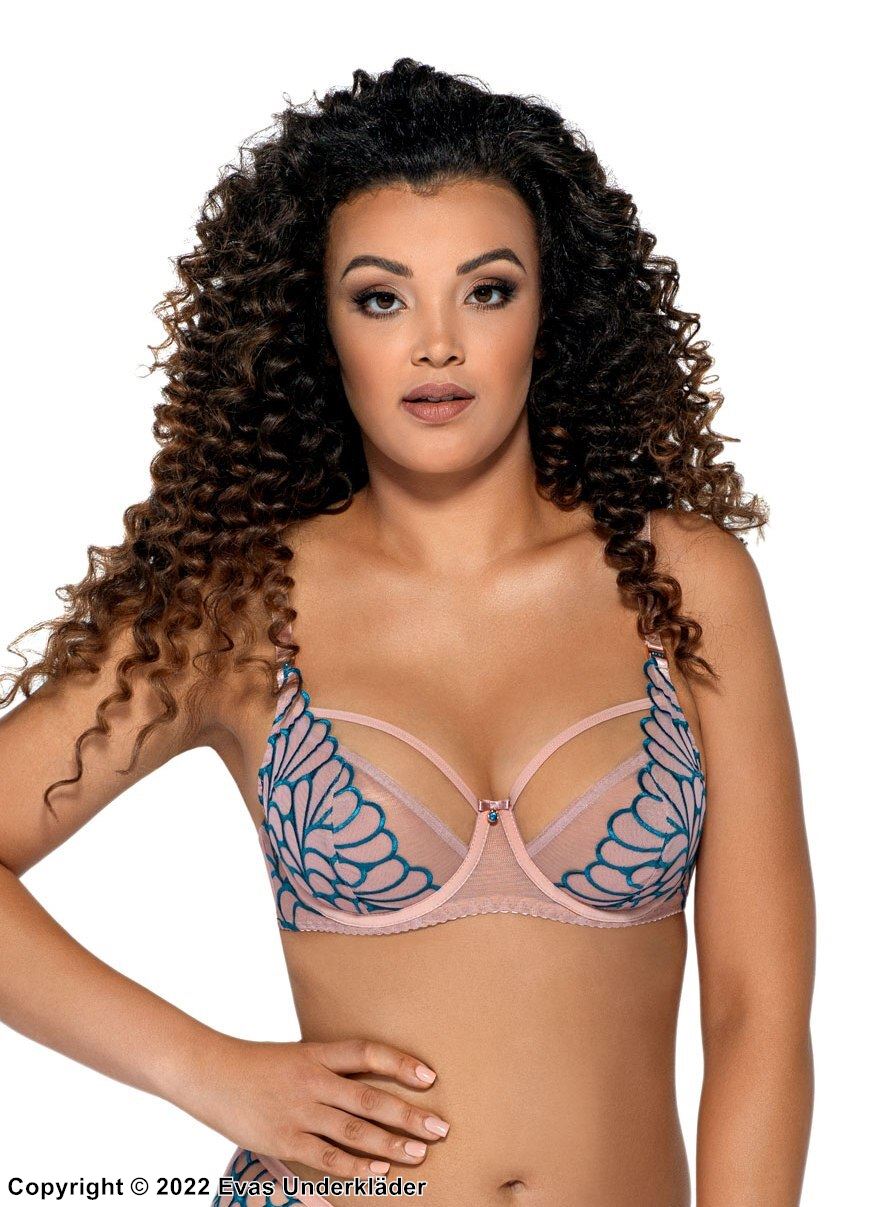 Embroidered Soft Cup Plunge Bra - Preview